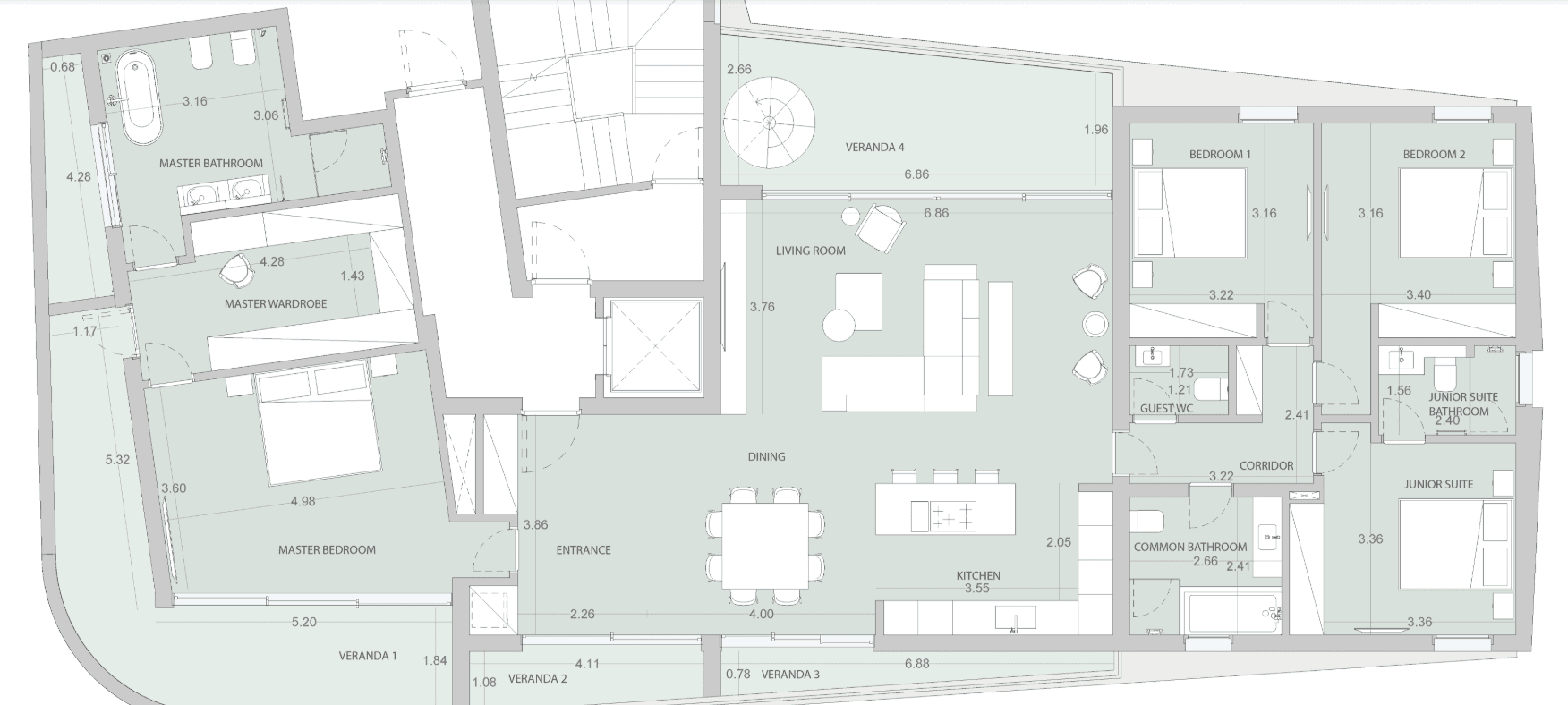 New 3-bedroom penthouse in Limassol № 152836: https://dom.com.cy/en/catalog/sale/152836/ (dom.com.cy)